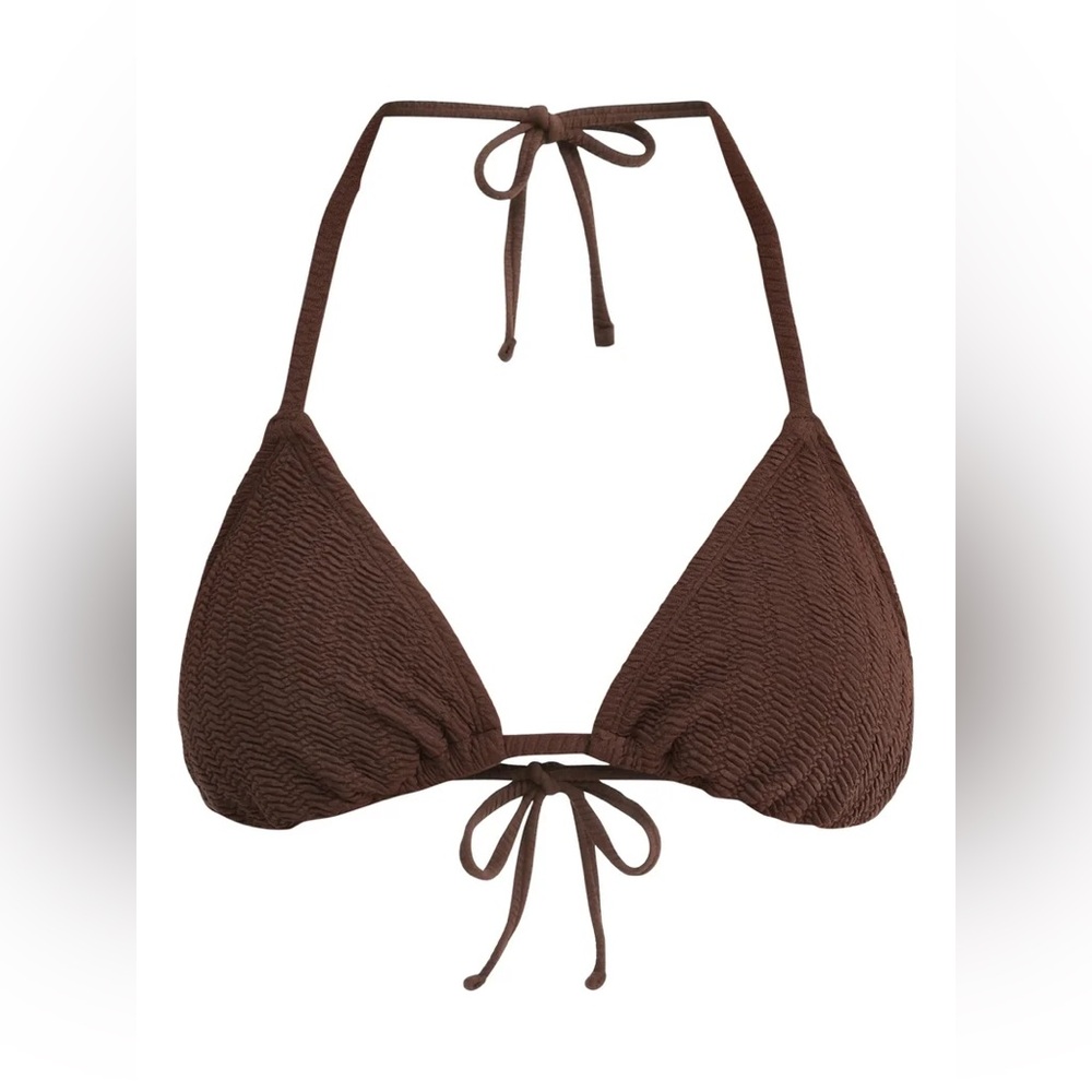 Walmart:No Boundaries Herringbone Crinkle Triangle Brown Bikini Set!🪐 - Picture 2 of 6